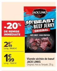 Viande séchée de bœuf JACK LINK'S
