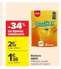 Bonbons AMOS Peel'rz Gummy mango