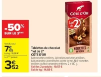 Tablettes de chocolat "lot de 2" CÔTE D'OR