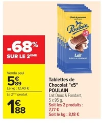 Tablettes de Chocolat "x5" POULAIN