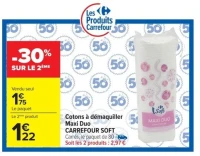 Cotons à démaquiller Maxi Duo Carrefour Soft
