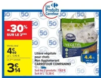 Litière végétale pour chats Non Agglomérant CARREFOUR COMPANINO