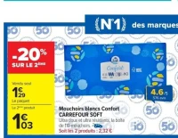 Mouchoirs blancs Confort CARREFOUR SOFT