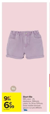 Short fille Tex