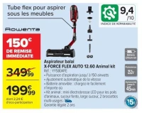 Aspirateur balai Rowenta X-FORCE FLEX AUTO 12.60 Animal Kit