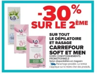 Le dépilatoire et rasage Carrefour Soft et Men