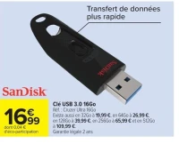 Clé USB 3.0 16Go SanDisk Cruzer Ultra