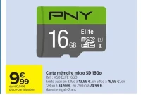 Carte mémoire micro SD 16Go PNY