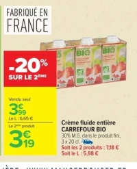 Crème fluide entière CARREFOUR BIO