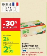 Beurre CARREFOUR BIO