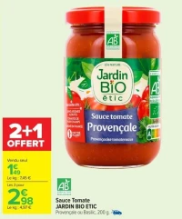 Jardin BiO étic Sauce Tomate Provençale ou Basilic