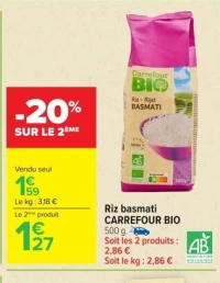 Riz basmati Carrefour Bio