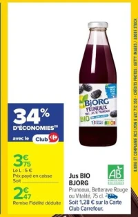 Jus BIO Bjorg Pruneaux, Betterave Rouge ou Vitalité