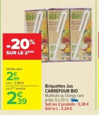Briquettes Jus CARREFOUR BIO