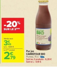 Pur jus CARREFOUR BIO Pruneau