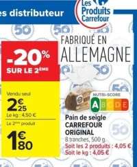 Pain de seigle CARREFOUR ORIGINAL