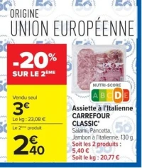 Assiette à l'italienne CARREFOUR CLASSIC'