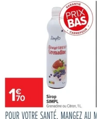 Sirop SIMPL Grenadine ou Citron