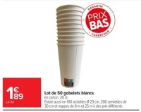 Lot de 50 gobelets blancs