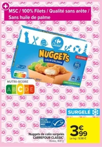 Nuggets de colin surgelés CARREFOUR CLASSIC