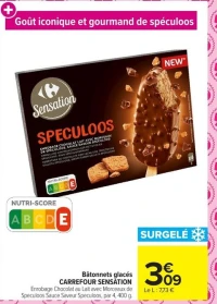 Bâtonnets glacés CARREFOUR SENSATION Speculoos