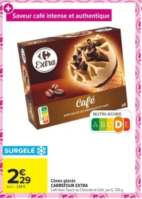 Cônes glacés CARREFOUR EXTRA Café