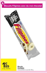 Biscuits FILIPINOS Chocolat Blanc ou au lait, 120 g.