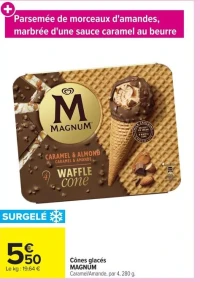 Cônes glacés MAGNUM Caramel/Amande