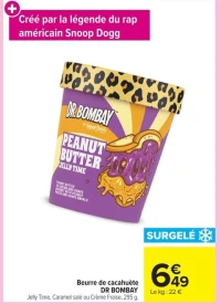 Beurre de cacahuète DR BOMBAY Jelly Time, Caramel salé ou Crème Fraise