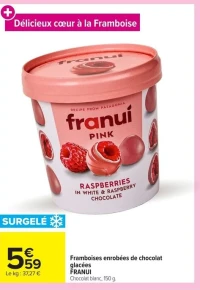 Framboises enrobées de chocolat glacées FRANUI