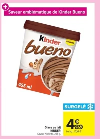 Glace au lait KINDER Saveur Noisette