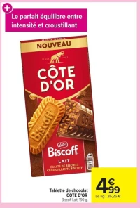 Tablette de chocolat CÔTE D'OR Biscoff Lait