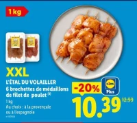 L'ÉTAL DU VOLAILLER 6 brochettes de médaillons de filet de poulet