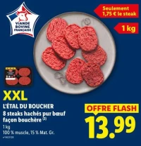 L'ÉTAL DU BOUCHER 8 steaks hachés pur bœuf façon bouchère