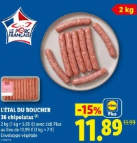 L'ÉTAL DU BOUCHER 36 chipolatas