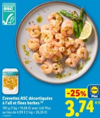 Crevettes ASC décortiquées à l'ail et fines herbes