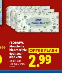FLORALYS Mouchoirs blancs triple épaisseur aloe vera