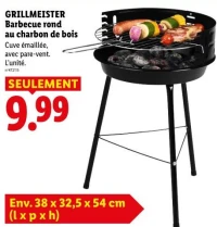 GRILLMEISTER Barbecue rond au charbon de bois