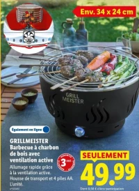 GRILLMEISTER Barbecue à charbon de bois avec ventilation active
