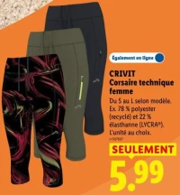 CRIVIT Corsaire technique femme