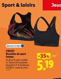 CRIVIT Brassière de sport femme