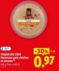 Toque du Chef Houmous pois chiches et sésame
