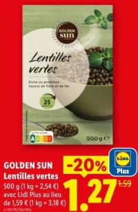 GOLDEN SUN Lentilles vertes