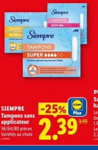 Siempre Tampons sans applicateur