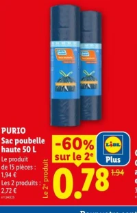 Purio Sac poubelle haute 50 L