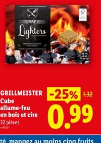 Grillmeister Cube allume-feu en bois et cire