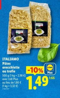 ITALIAMO Pâtes orecchiette ou trofie