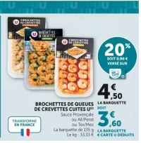 Broquettes de queues de crevettes cuites U