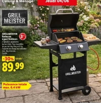 GRILLMEISTER Barbecue à gaz 2 brûleurs