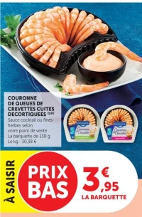 Delpierre Couronne de queues de crevettes cuites décortiquées